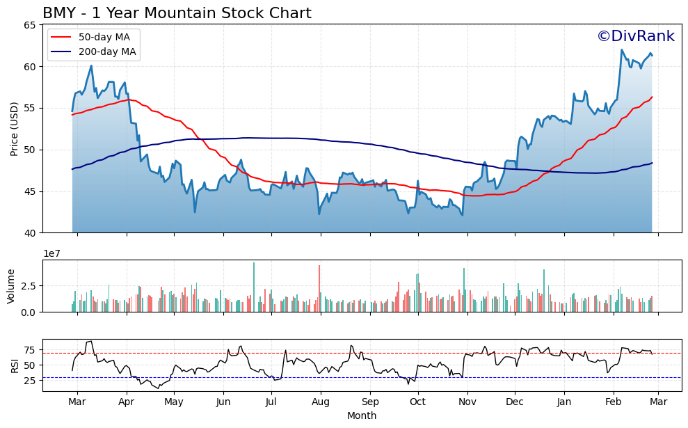 BMY 1 Year Mountain Chart