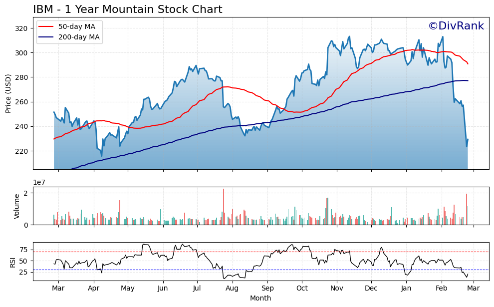 IBM 1 Year Mountain Chart